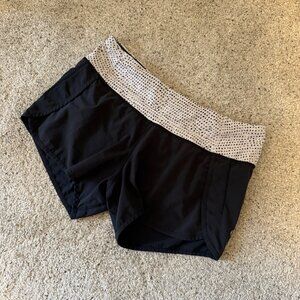 LULULEMON Run Times Shorts Black Sepckle Dot Parfait Pink Black Size 6